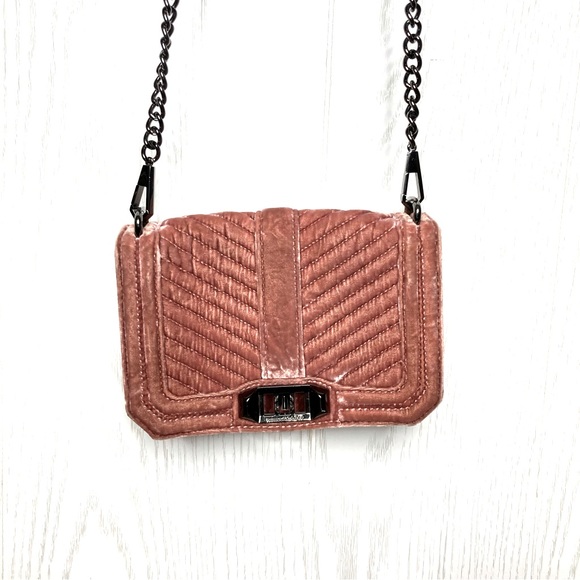 Rebecca Minkoff ‘Small Love’ Pink Velvet Crossbody Bag Dusty Rose - Picture 6 of 16